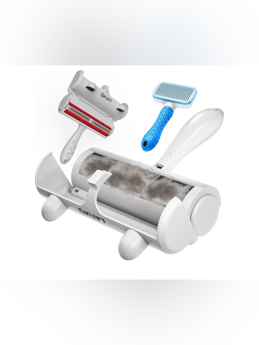 Pet Hair Remover Roller & Self-Cleaning Grooming Brush (2-in-1